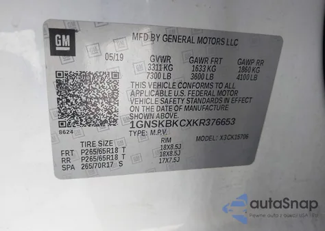 2019 Chevrolet Tahoe Lt from USA, damaged, VIN 1GNSKBKCXKR376653